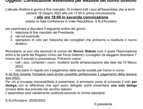 Convocazione Assemblea per elezione nuovo direttivo